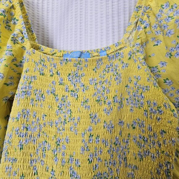 Draper James Small Yellow Blue Floral‎ Peasant Dress Long Sleeves Sundress - Picture 11 of 11